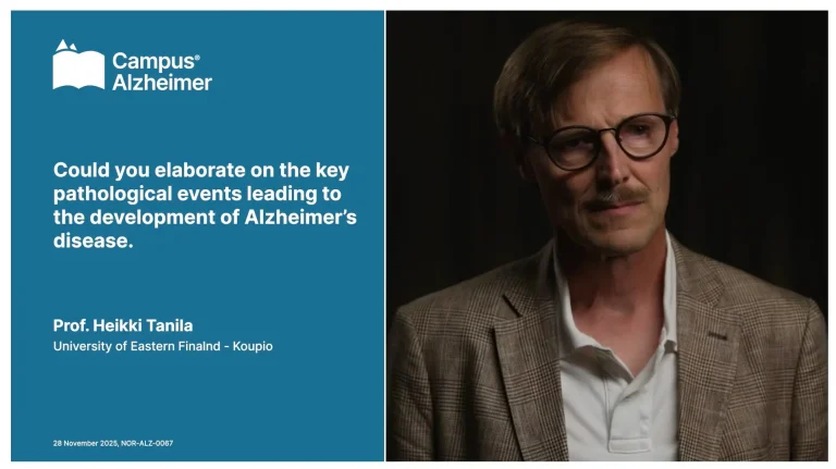 Kan du utveckla de centrala patologiska händelserna som leder till utvecklingen av Alzheimers sjukdom?